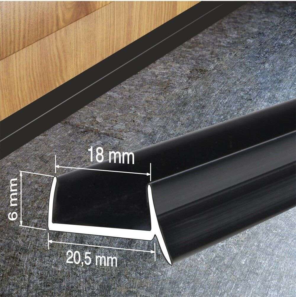 18mm PVC Kitchen Plinth Seal Strip – Waterproof Cabinet Base Trim Black