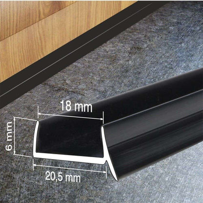 18mm PVC Kitchen Plinth Seal Strip – Waterproof Cabinet Base Trim Black