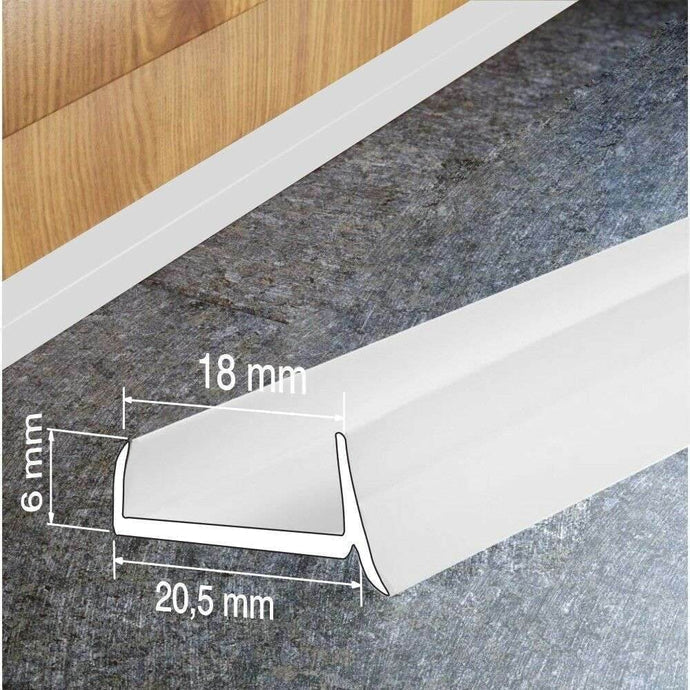 18mm PVC Kitchen Plinth Seal Strip – Waterproof Cabinet Base Trim White