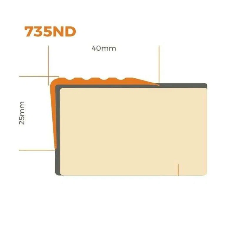 Flexible Anti-Slip Self-Adhesive Stair Nosing 735-ND ( 1200mm x 40mm x 25mm )