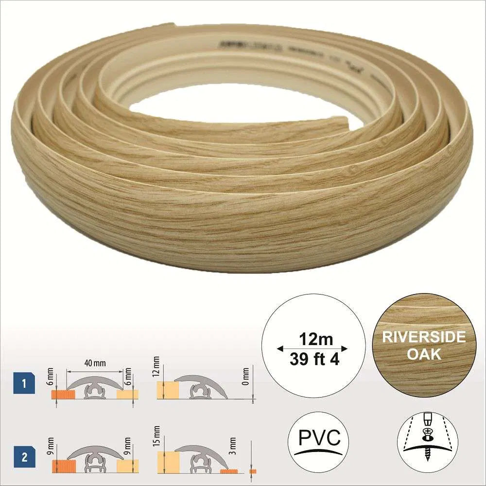 40mm PVC Flex Line Flooring Transition Strip – Flexible Threshold Profile