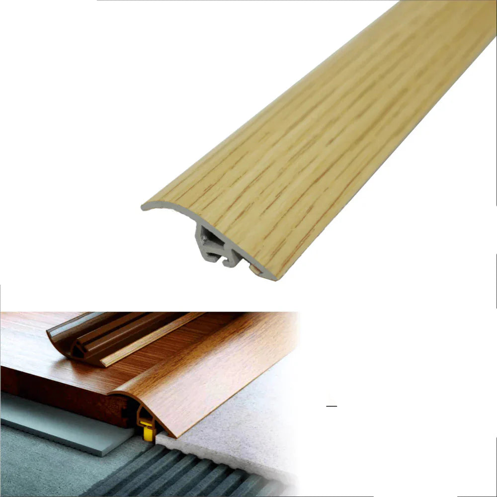 C40 PVC 40mm Wood-Effect Door Threshold Ramp Profile Rustic Oak 1.86m