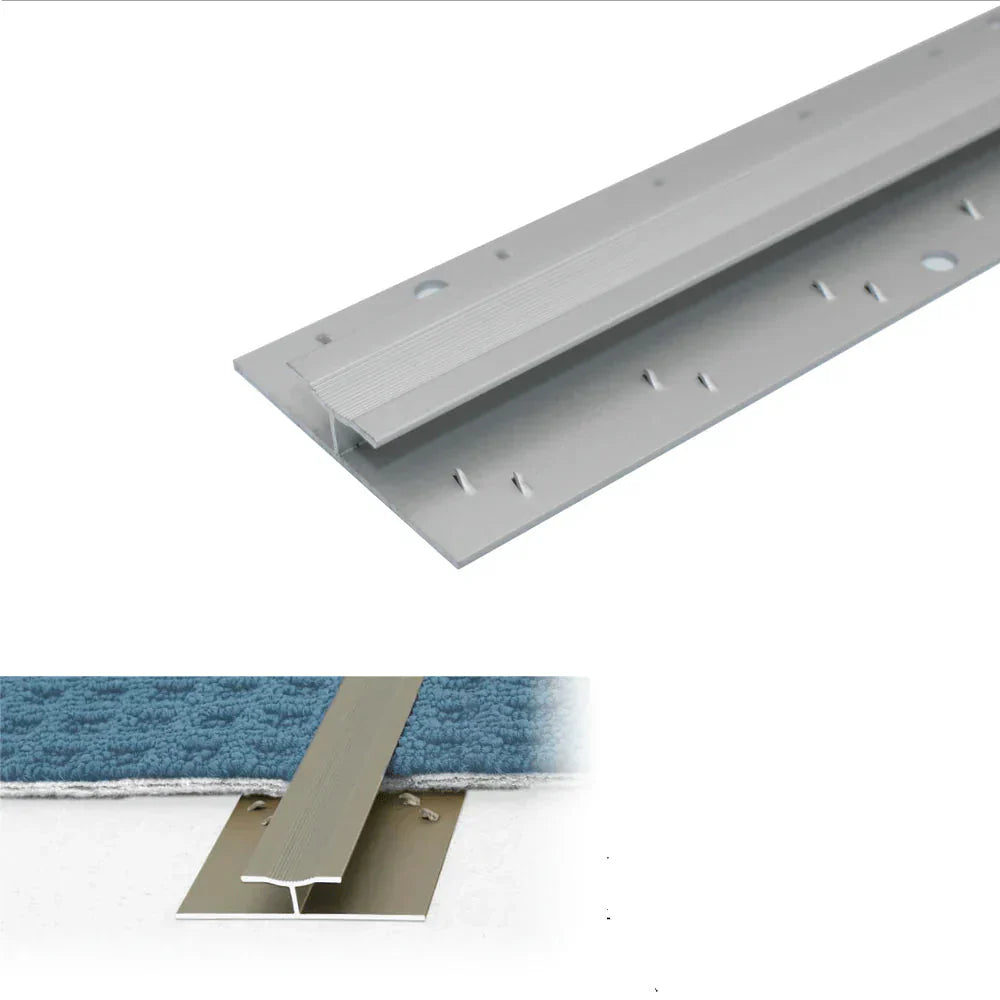 C61 20mm Anodised Aluminium Dual Edge Carpet Profile Silver