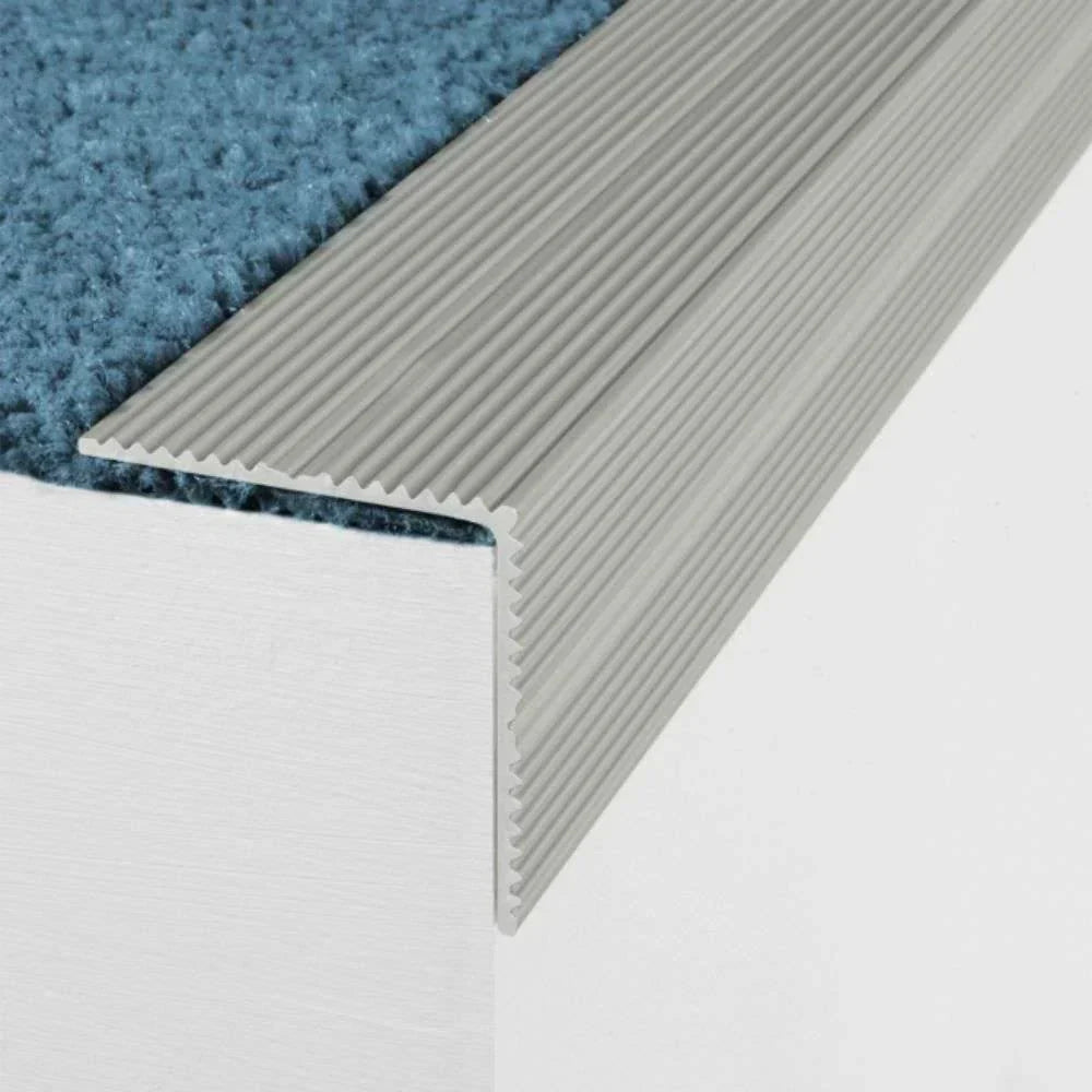 A34 35 x 35mm Anodised Aluminium Self Adhesive Non Slip Ribbed Treads Stair Nosing Edge Trim