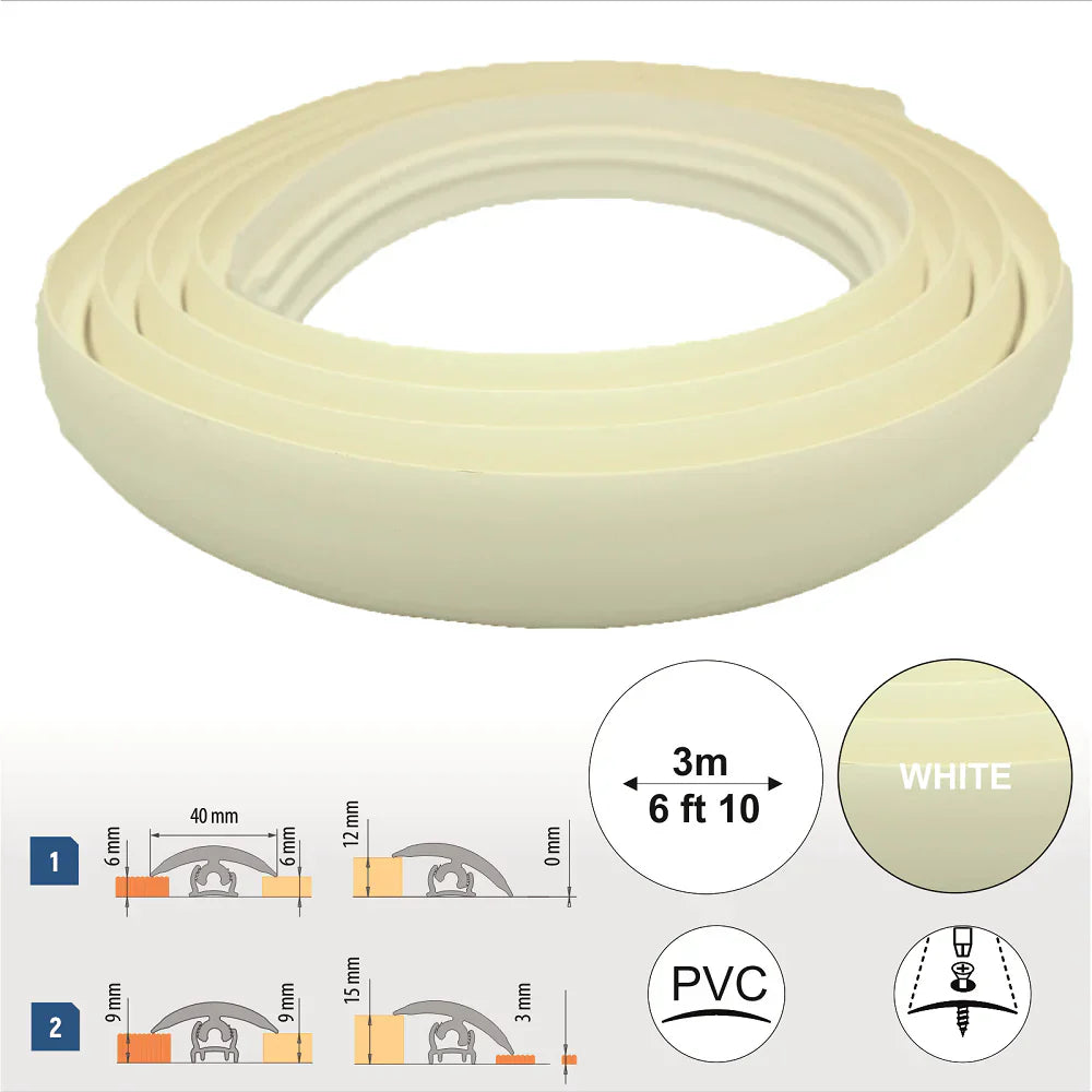 40mm PVC Flex Line Flooring Transition Strip – Flexible Threshold Profile