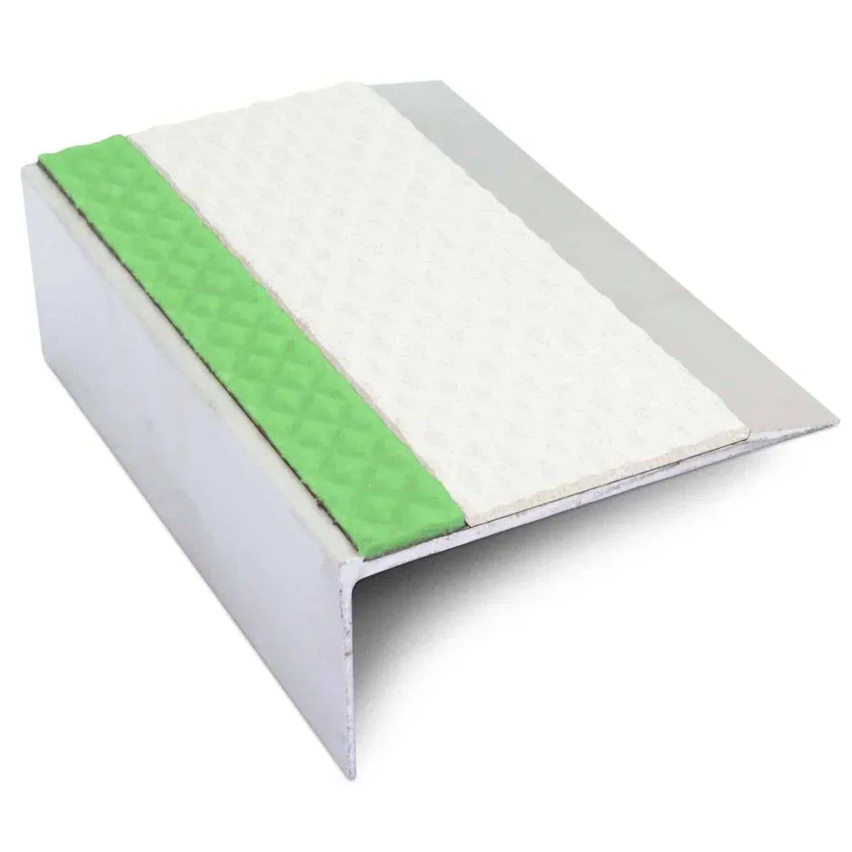 ASL15 Tredsafe 66x32mm Aluminium Non Slip Stair Nosing Edge Trim With Pvc Insert White Tredsafe