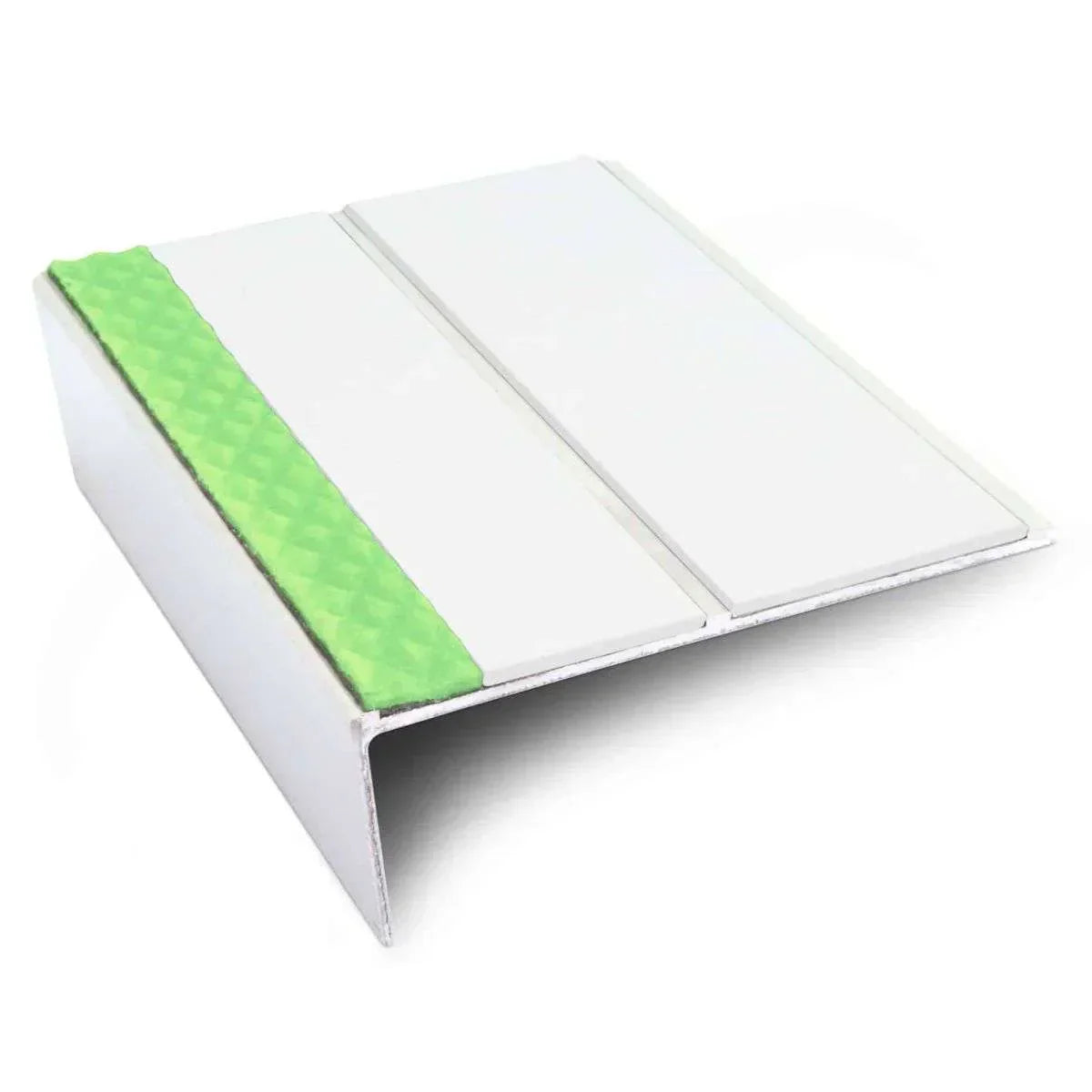 ASL10 85x32mm Aluminium Non Slip Stair Nosing Edge Trim With Pvc Insert White