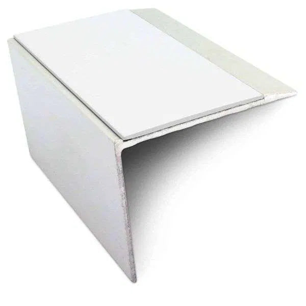 NSL21 67 x 55mm Aluminium Stair Nosing with PVC Anti-Slip & DDA Compliance White