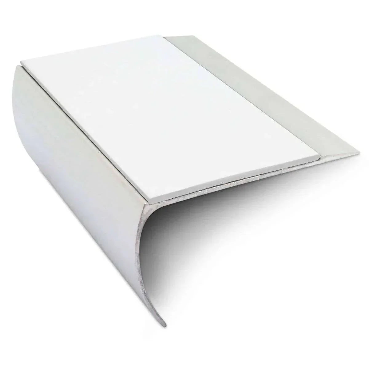 NSL25 69 x 40mm Aluminium Stair Nosing with PVC Anti-Slip Insert White