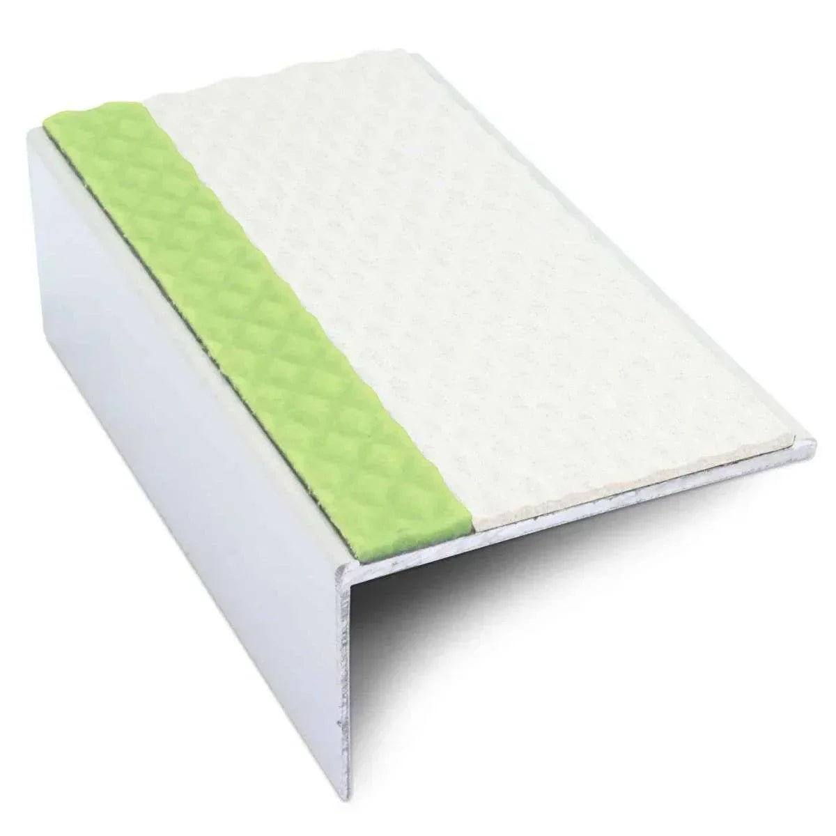 ASL01 Tredsafe 56x32mm Aluminium Non Slip Stair Nosing Edge Trim With Pvc Insert White Tredsafe