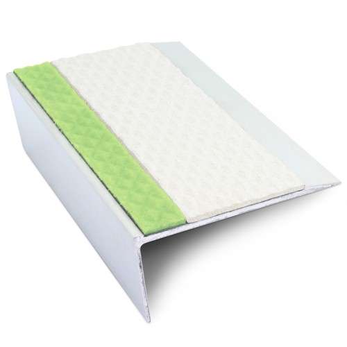ASL16 Tredsafe 66x32mm Aluminium Non Slip Stair Nosing Edge Trim With Pvc Insert White Tredsafe