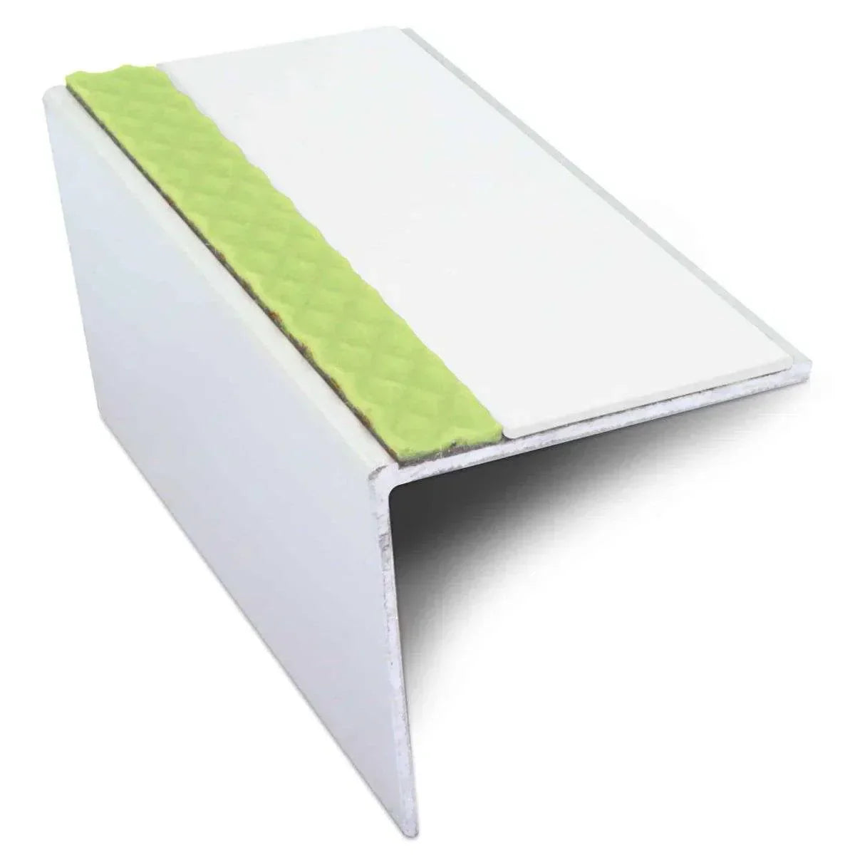 ASL19 56x55mm DDA Compliant Aluminium Non Slip Stair Nosing Edge Trim With Pvc Insert White