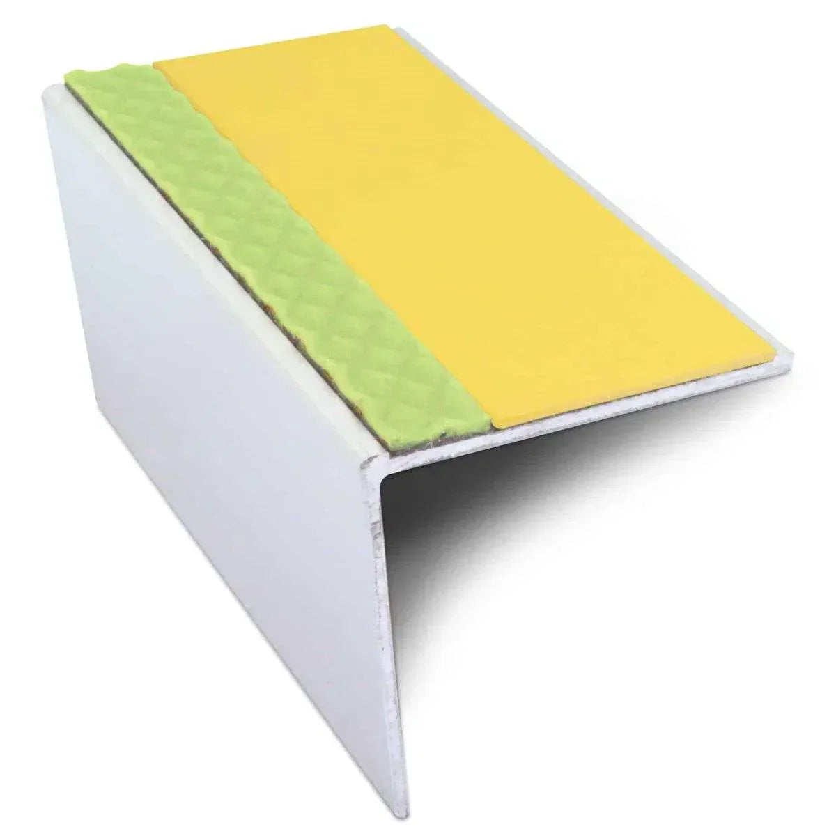 ASL19 56x55mm DDA Compliant Aluminium Non Slip Stair Nosing Edge Trim With Pvc Insert Yellow