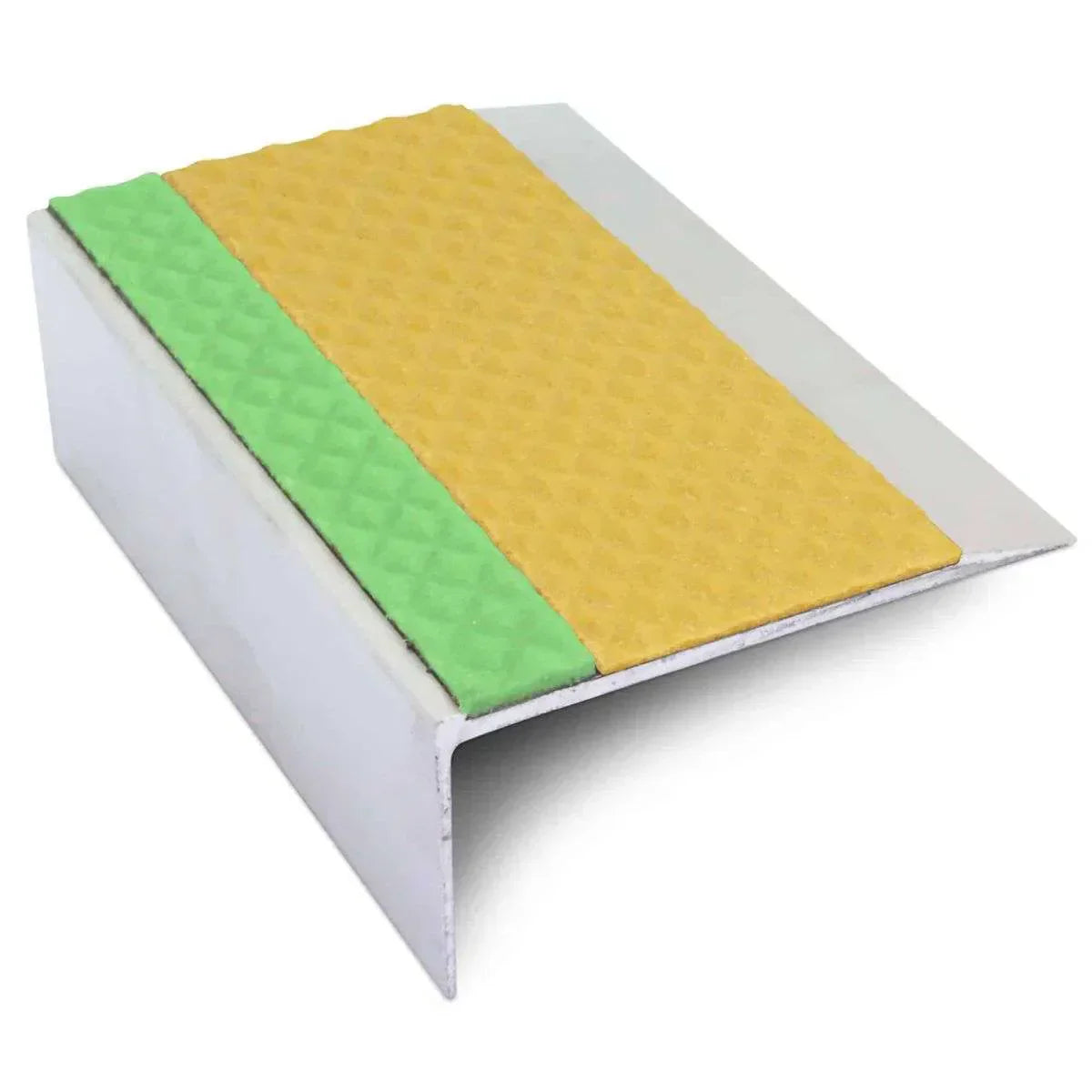ASL15 Tredsafe 66x32mm Aluminium Non Slip Stair Nosing Edge Trim With Pvc Insert Yellow Tredsafe