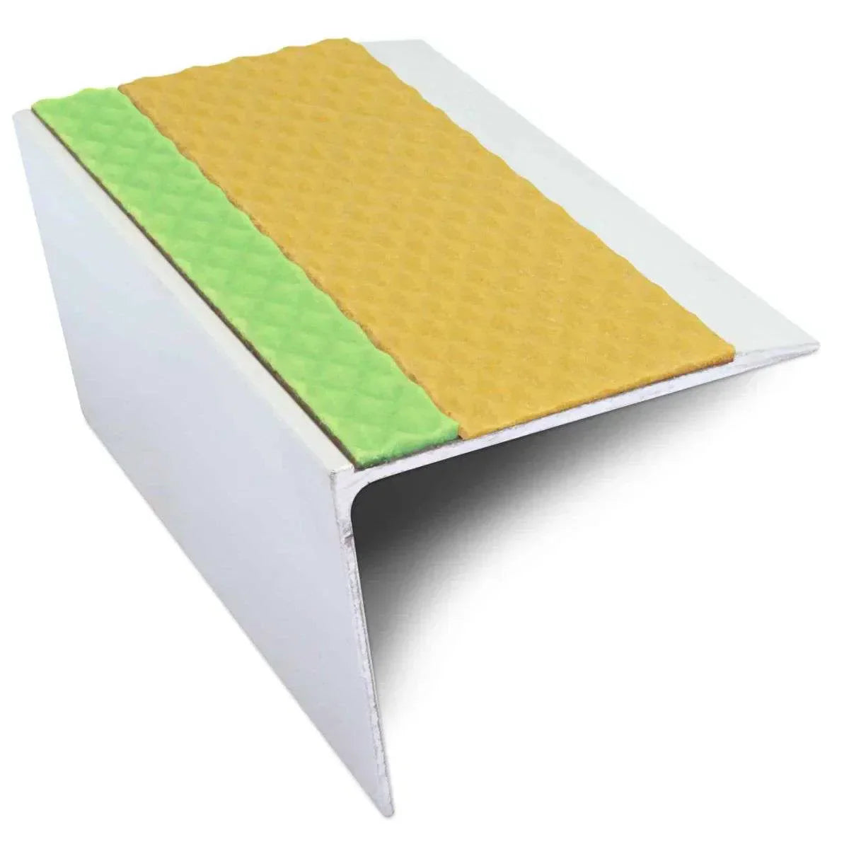 ASL26 67x55mm Tredsafe DDA Compliant Aluminium Non Slip Stair Nosing Edge Trim With Pvc Insert Yellow Tredsafe