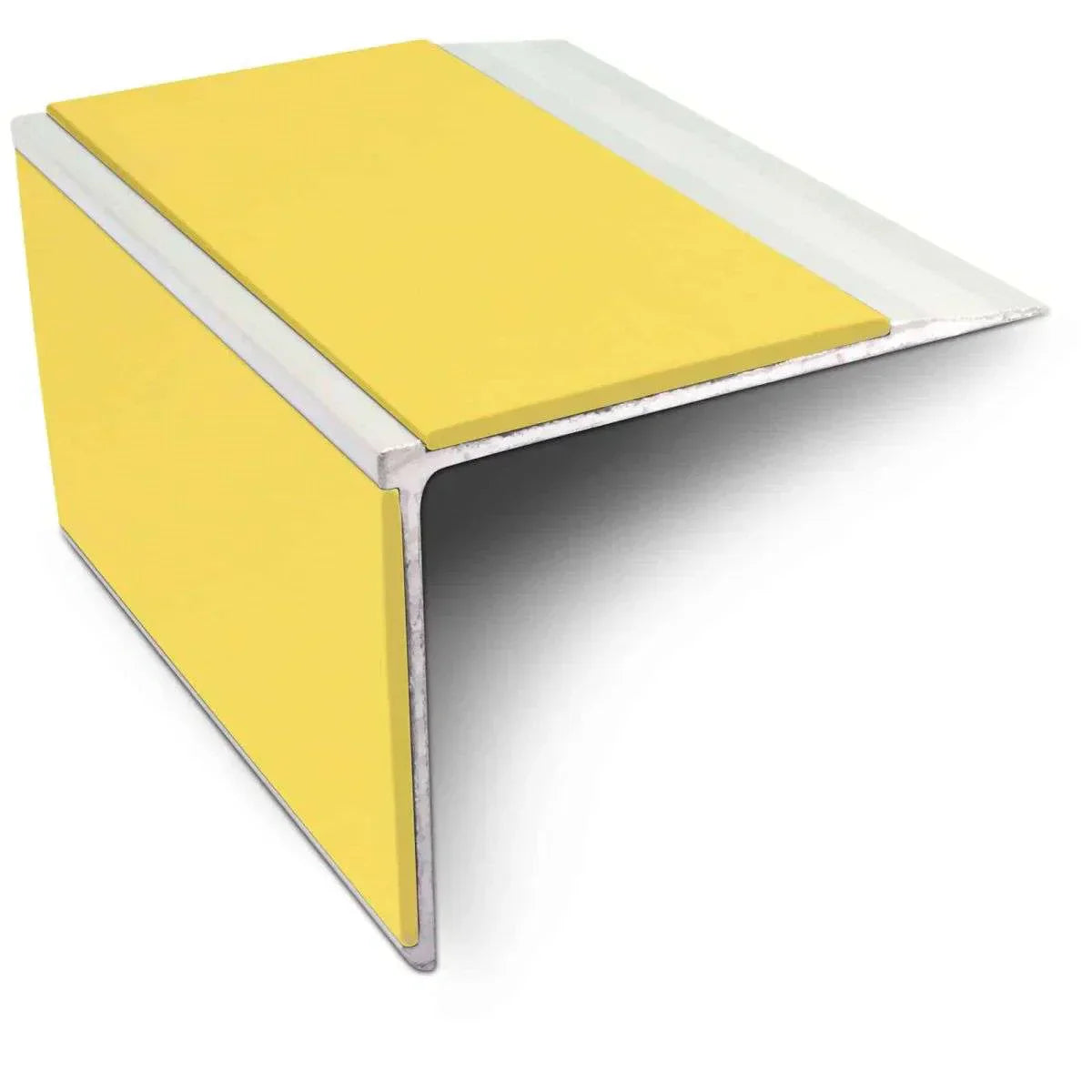 NSL27 DDA Compliant Aluminium Stair Nosing 75x58mm – Non Slip Edge Trim with PVC Insert Yellow