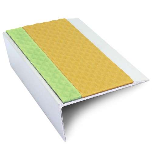 ASL16 Tredsafe 66x32mm Aluminium Non Slip Stair Nosing Edge Trim With Pvc Insert Yellow Tredsafe